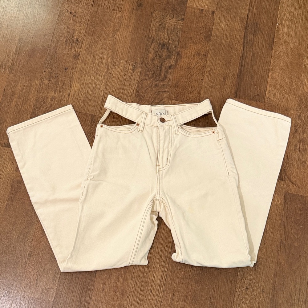 BDG Cream Cutout Straight Leg Women's Jeans